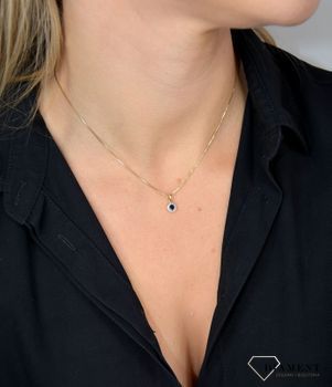 Złota zawieszka DIAMENT 585 okrągła szafir, diamenty P 330SAP Y 💎 Złota okrągła zawieszka wykonana z najwyższej jakości złota próby 585 (2).JPG
